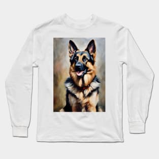 German Shepherd Dog Oil Painting Long Sleeve T-Shirt